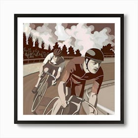 Two Cyclists On A Track Poster