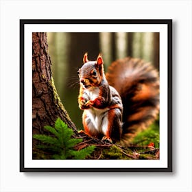 Squirrel In The Forest 12 Art Print