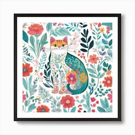 Cat theme with elegant and artistic elements Art Print