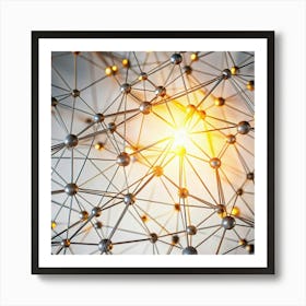 An abstract image of a network of interconnected spheres and lines. Art Print