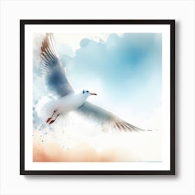 Seagull Flying Over The Sea Art Print