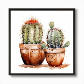 Watercolor Cactus Painting Art Print