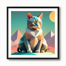 Low Poly Cat 2 Art Print