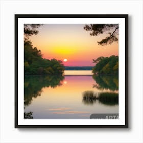 Sunset Over Lake Art Print