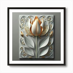 Decorated paper and tulip flower 9 Art Print