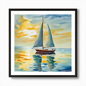 Sailboat Boat Sailing Sea Ocean Yacht Water Sky Travel Art Print