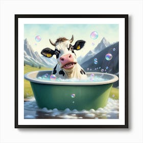Cow In A Tub 4 Art Print
