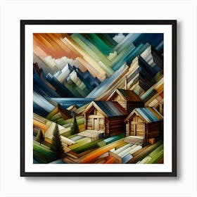 A mixture of modern abstract art, plastic art, surreal art, oil painting abstract painting art e
wooden huts mountain montain village 10 Art Print