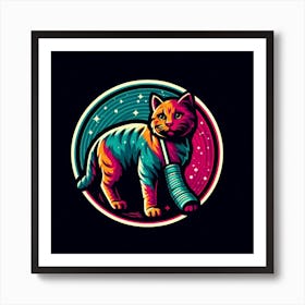 Cat With A Bat Art Print