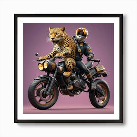 Leopard Riding A Power Bike Art Print