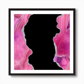 Magenta & Silver Agate Texture 02 Art Print