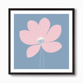 A White And Pink Flower In Minimalist Style Square Composition 454 Art Print