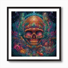 Skull Psychedelic Art Print