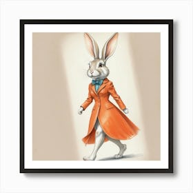 Rabbit In Orange Coat Art Print