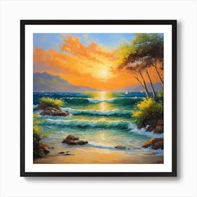 Sunset At The Beach 3 Art Print