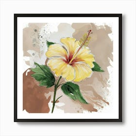 Yellow Hibiscus Flower Art Print