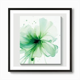 Green Flower Painting Art Print