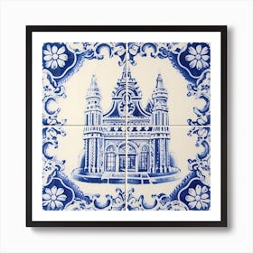 London England Delft Tile Illustration 2 Art Print