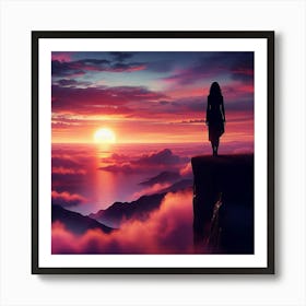 Sunset On The Cliff 1 Art Print