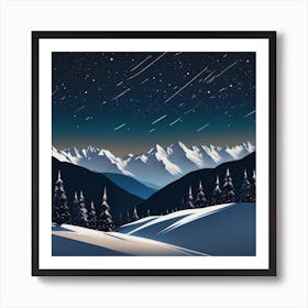 Winter Landscape With Stars Art Print