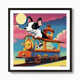 A Smiling Magic Train With A Black And White Rat T (3) Art Print