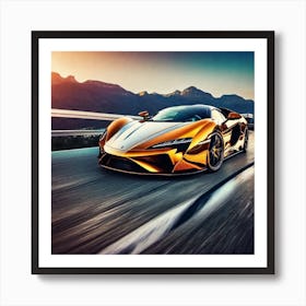 Golden Supercar 6 Art Print