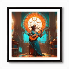 Woman With A Guitar Art Print