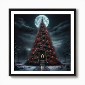 Christmas Tree At Night Art Print