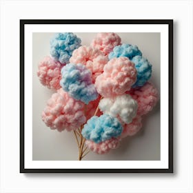 Blue And Pink Cotton Balls Art Print