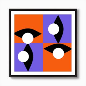 Orange and Purple Checkered Eye Art Print