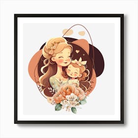 Mom And Baby Clipart.Mother's Day. The perfect gift. The special gift. A distinctive work of art that expresses love and affection for the mother. Give it as a gift to the mother.5 Art Print