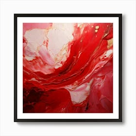 Firefly Abstract, Painting, 3d, Red, White, Clouds, Surreal, Artistic, Vibrant, Textured, Contempora (1) Art Print