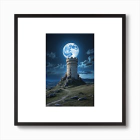 Full Moon Over The Castle Art Print