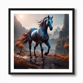 Blue Horse Art Print