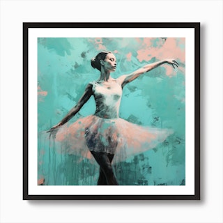 Ballerina on Circle Canvas Painting by Fethiye Şafak