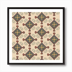 Abstract Egyptian Pattern Design inspired by the Nubian Culture With Beige Background  Art Print