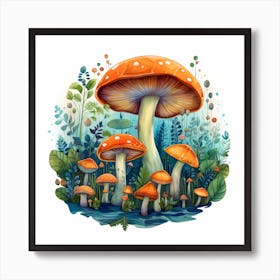 Mushrooms In The Forest 97 Art Print