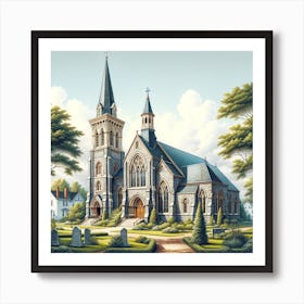 Church In The Countryside 1 Art Print