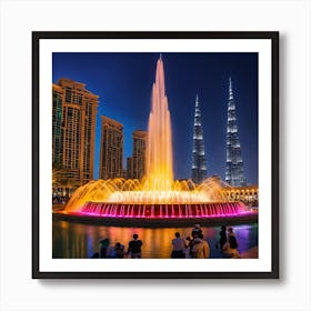 Fountain In Dubai Art Print