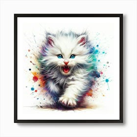 White Cat With Blue Eyes 14 Art Print