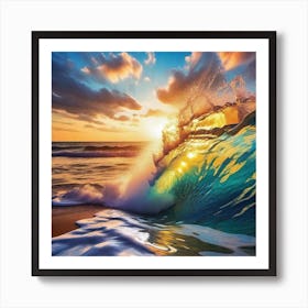 Ocean Wave At Sunset 2 Art Print