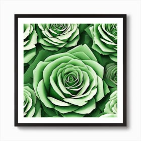 Green Roses Seamless Pattern Art Print