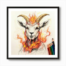 Goat In Flames 22 Art Print