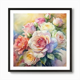 Watercolor Roses 17 Art Print