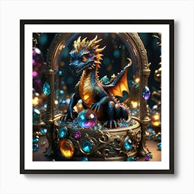 Baby Dragon In A Glass Dome Art Print