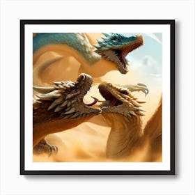 Dragons In The Desert Art Print