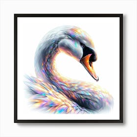 Swan Head Color Effect Drawing - Wild Bird Artwork 147 Art Print