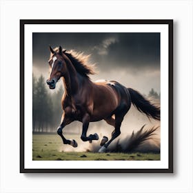 Horse Galloping In The Field 1 Art Print