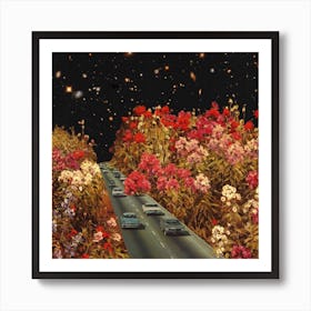 Highway Flowers Square Poster