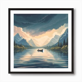 Boat On A Lake Poster